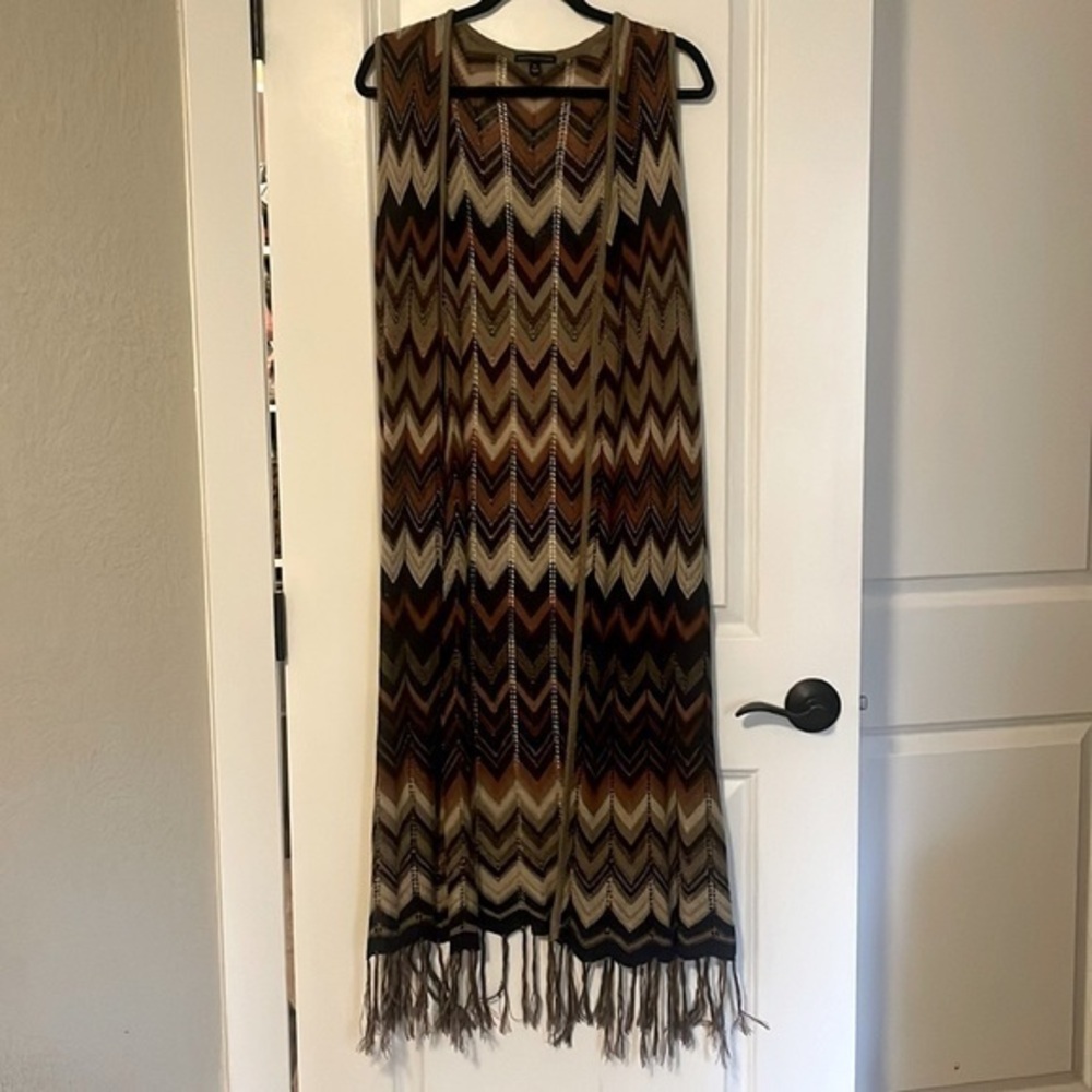 Signature Studio Women's Multicolor Sleeveless Body-Length Cardigan Size XL